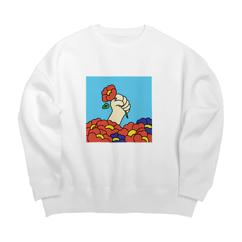 花突き上げてこ Big Crew Neck Sweatshirt