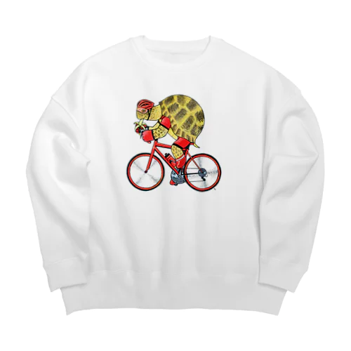 カメの自転車乗り Big Crew Neck Sweatshirt