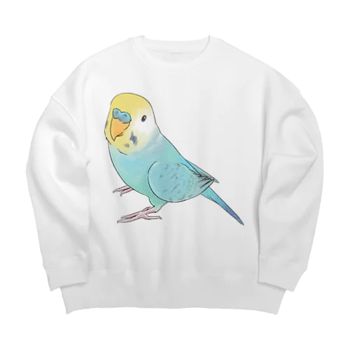 見上げるセキセイインコちゃん【まめるりはことり】 Big Crew Neck Sweatshirt