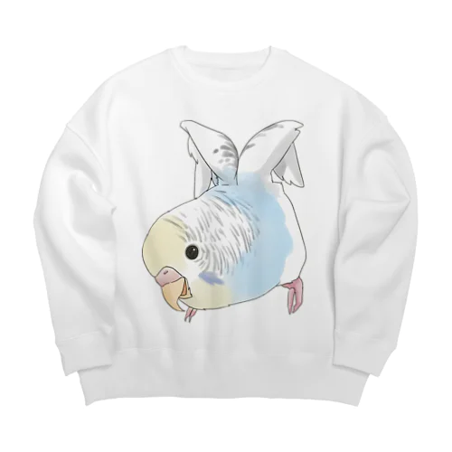 ご機嫌羽セキセイインコちゃん【まめるりはことり】 Big Crew Neck Sweatshirt