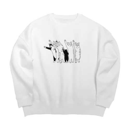 ヘイ！ タクシー！一台に乗るつもりの猫達 Big Crew Neck Sweatshirt