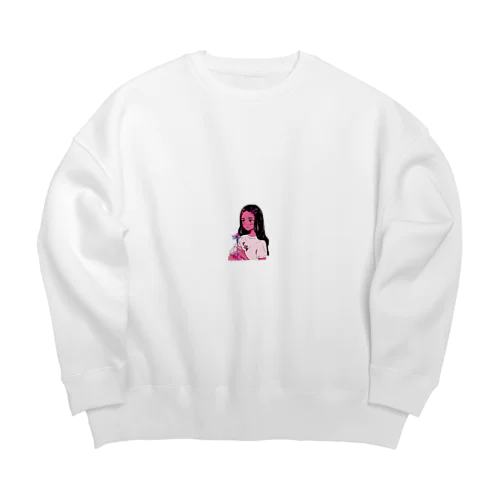 花を持った少女 Big Crew Neck Sweatshirt