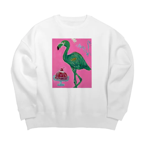 緑のフラミンゴ Big Crew Neck Sweatshirt