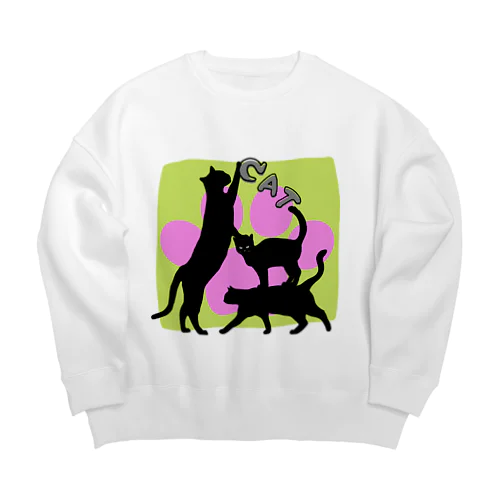 黒猫タワー(肉球) Big Crew Neck Sweatshirt