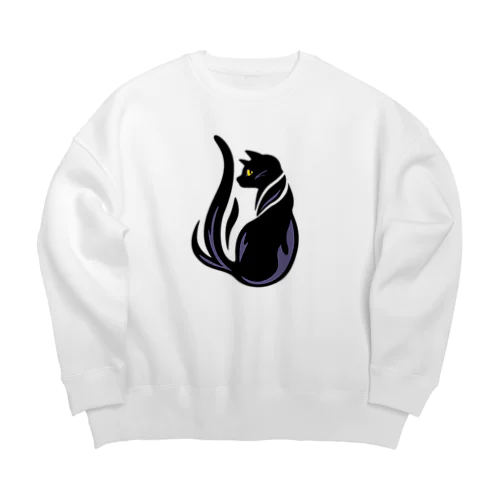 夜型生活のネコ（文字無し） Big Crew Neck Sweatshirt