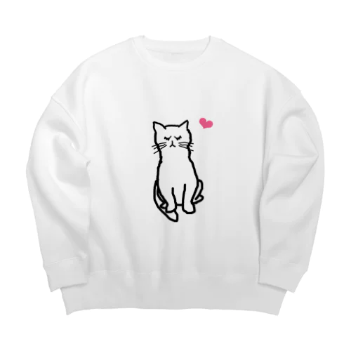 可愛い白猫 Big Crew Neck Sweatshirt