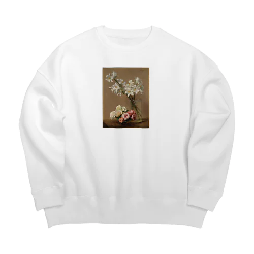 アンリファンタンラトゥール 　/　バラとユリ　Roses and Lilies 1888 Big Crew Neck Sweatshirt