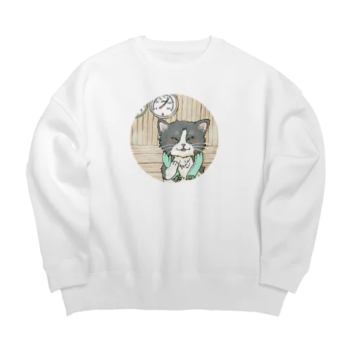 うっとりサウナにゃんこ Big Crew Neck Sweatshirt