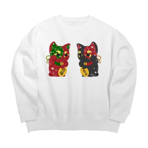 ふく福呼猫 Big Crew Neck Sweatshirt