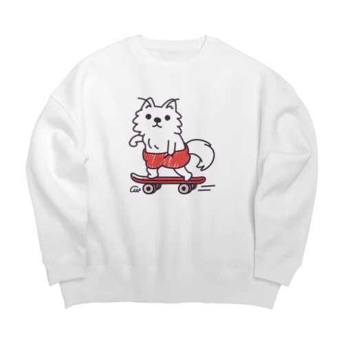 赤ぱんポメラのスケボー Big Crew Neck Sweatshirt