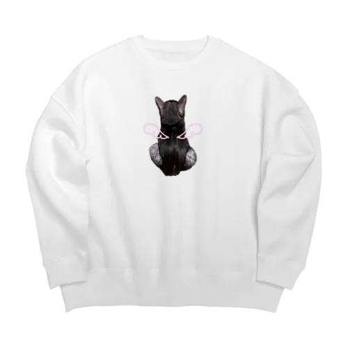 天使のバックショットねこ Big Crew Neck Sweatshirt