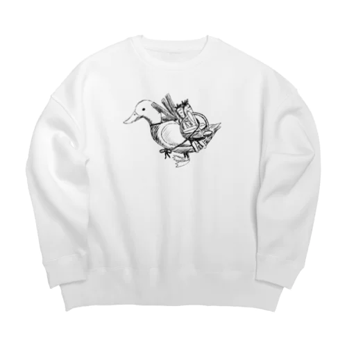 カモネギ鉛筆画 Big Crew Neck Sweatshirt