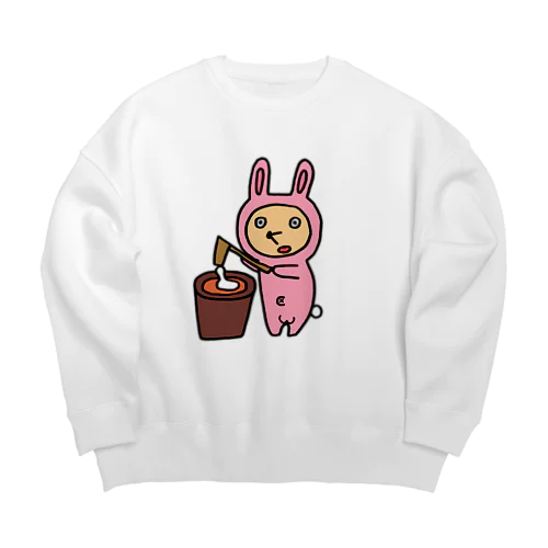 もちうさ（大） Big Crew Neck Sweatshirt