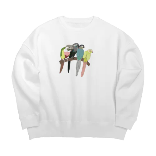 寄り添う　ウロコインコ　 Big Crew Neck Sweatshirt