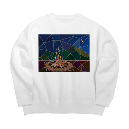 三日月に見守られて Big Crew Neck Sweatshirt