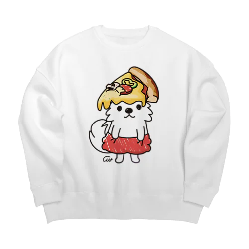 PIZZAゲットした　ポメラニアン Big Crew Neck Sweatshirt