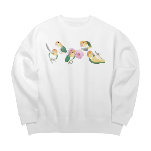 あつまれシロハラインコちゃん【まめるりはことり】 Big Crew Neck Sweatshirt