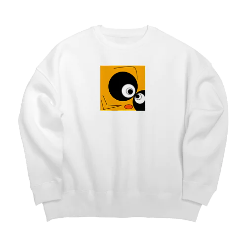 ガン見タヌキ Big Crew Neck Sweatshirt