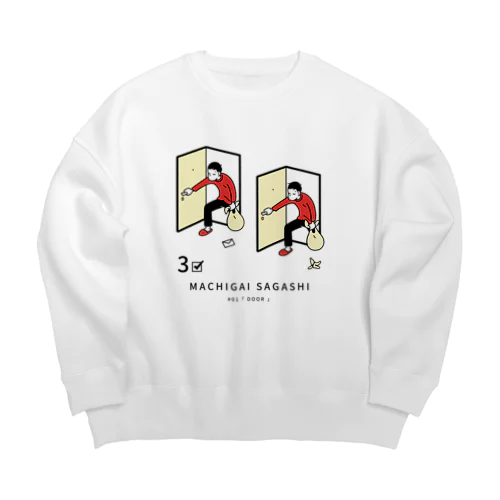 まちがいさがし#01「DOOR」　レッド　表のみ Big Crew Neck Sweatshirt