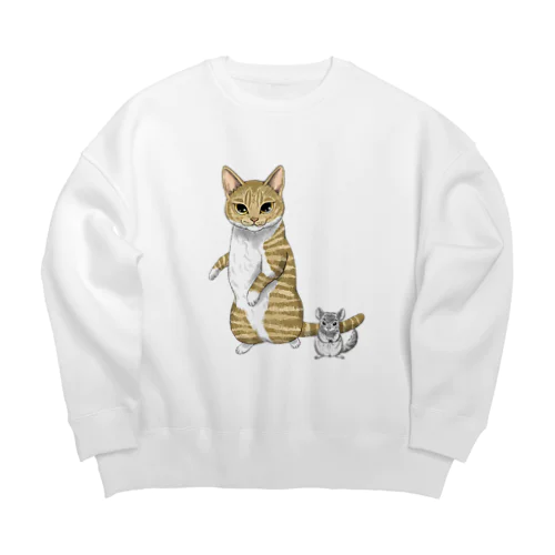 猫とチンチラ Big Crew Neck Sweatshirt