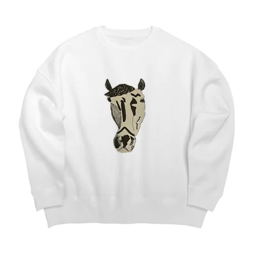 モノクロ　馬 Big Crew Neck Sweatshirt