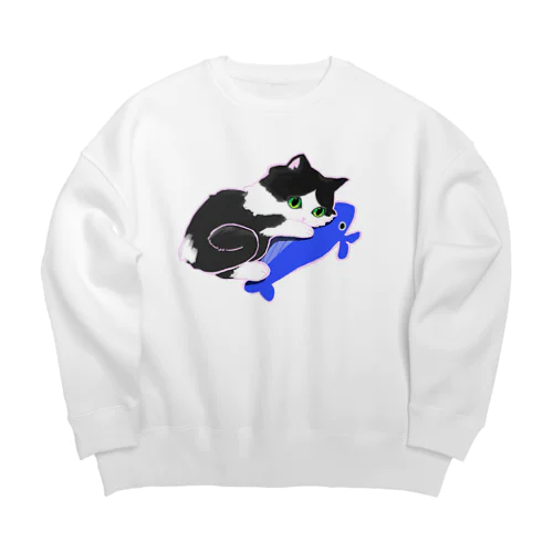 ねこのきょうちゃん（くじらを添えて） Big Crew Neck Sweatshirt