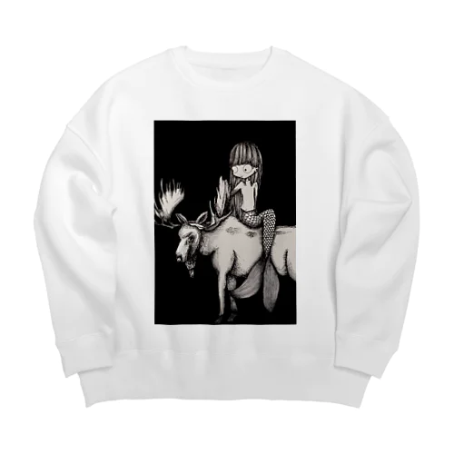 人魚とヘラジカ Big Crew Neck Sweatshirt