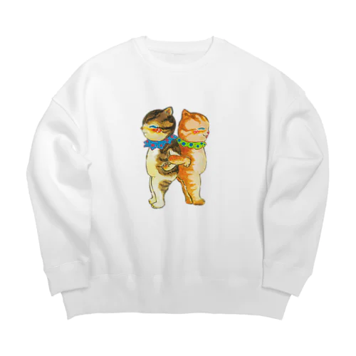 あうんの呼吸にゃんこ Big Crew Neck Sweatshirt