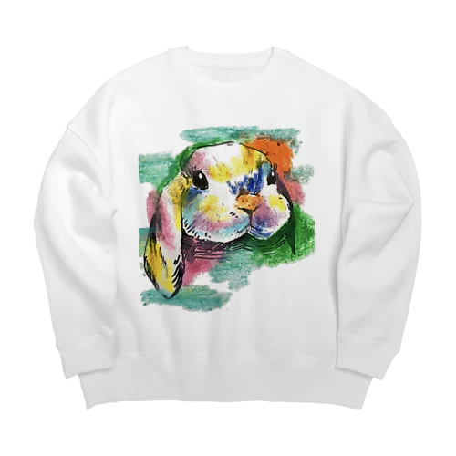 垂れ耳うさぎのカラフルグッズ Big Crew Neck Sweatshirt