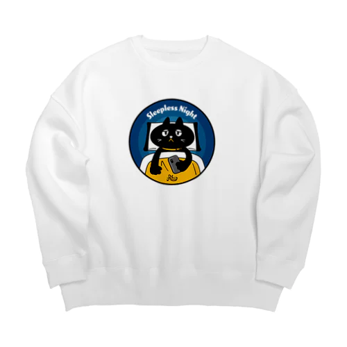 眠れない猫 Big Crew Neck Sweatshirt