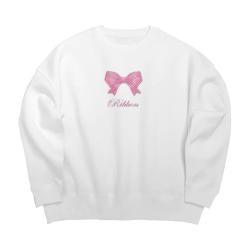 Ribbon-Pink Big Crew Neck Sweatshirt