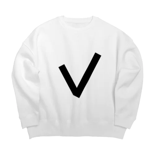 V ロゴ モノトーン シンプルデザイン Big Crew Neck Sweatshirt