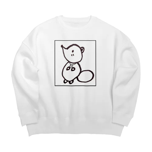 白狸のポンくん(枠入り) Big Crew Neck Sweatshirt