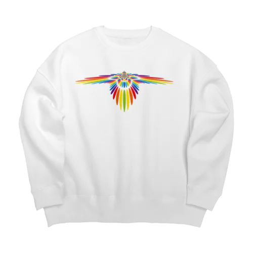 翼のような飛行機のような鳥のようなカラフルなオブジェクト Big Crew Neck Sweatshirt