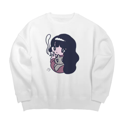 ねことタバコと私 Big Crew Neck Sweatshirt