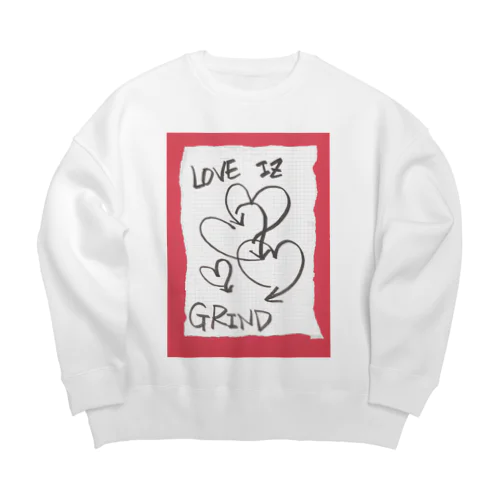 偽諺～壱～「ラヴイズグラインド」(赤縁) Big Crew Neck Sweatshirt