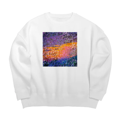 ダークなブルーに鮮やかなオレンジの帯 Big Crew Neck Sweatshirt