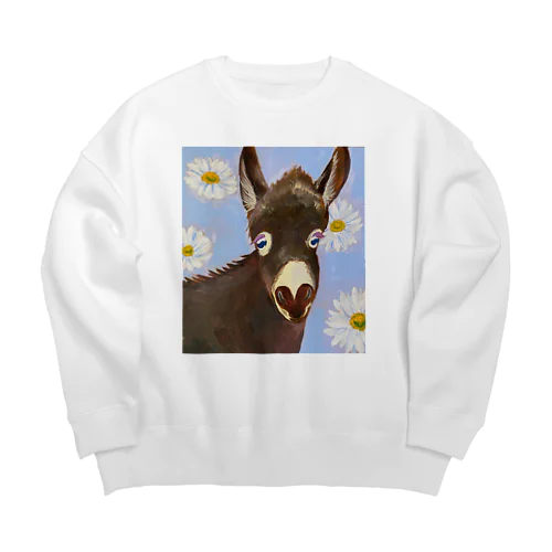 ロバくんのつぶらな瞳 Big Crew Neck Sweatshirt