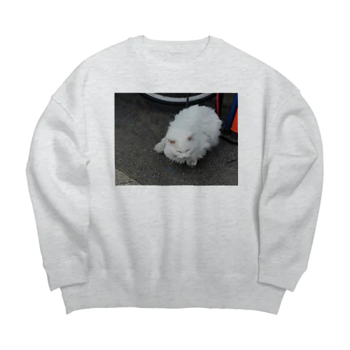 自転車屋のけむけむ猫 Big Crew Neck Sweatshirt