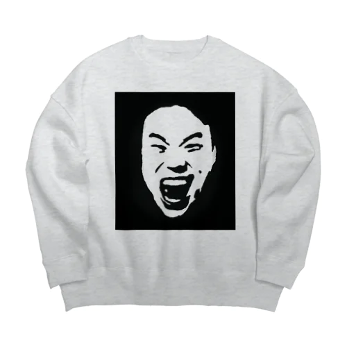 ヨシヒロフェイス黒ブチ Big Crew Neck Sweatshirt