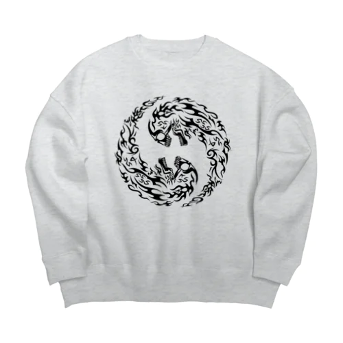 合わせ二つ髑髏 黒（オリジナル家紋シリーズ） Big Crew Neck Sweatshirt