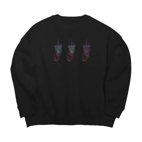 飲むだけで太るアレ×3 (black) Big Crew Neck Sweatshirt