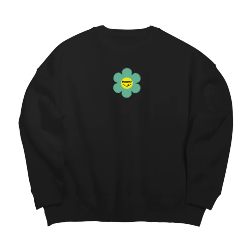 レトロフラワー★グリーン Big Crew Neck Sweatshirt