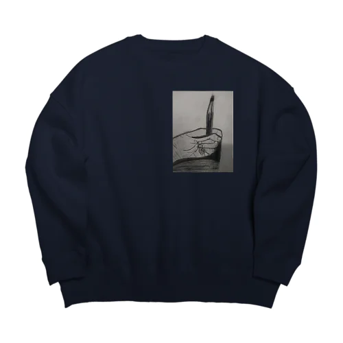 鉛筆を持つ手 Big Crew Neck Sweatshirt