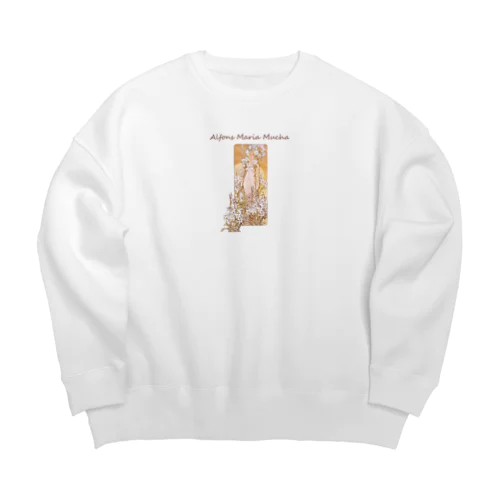 ミュシャ 百合コラージュ Big Crew Neck Sweatshirt