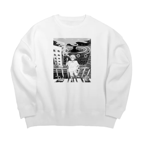 【モノクロ】激エモ解釈違いサブchイメージ Big Crew Neck Sweatshirt