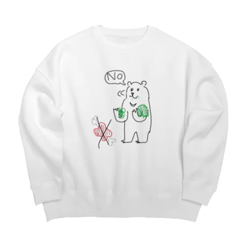 ヴィーガンの熊 Big Crew Neck Sweatshirt