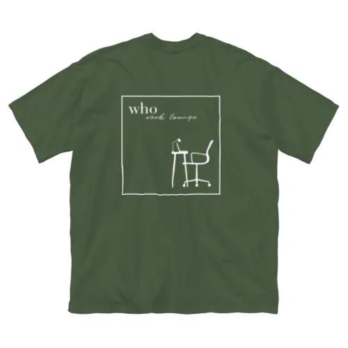 who work lounge (white logo) ビッグシルエットTシャツ