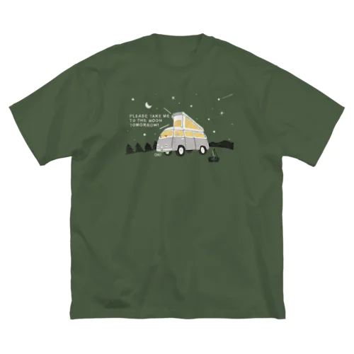 キャンピングカーとgo to the moon! ビッグシルエットTシャツ