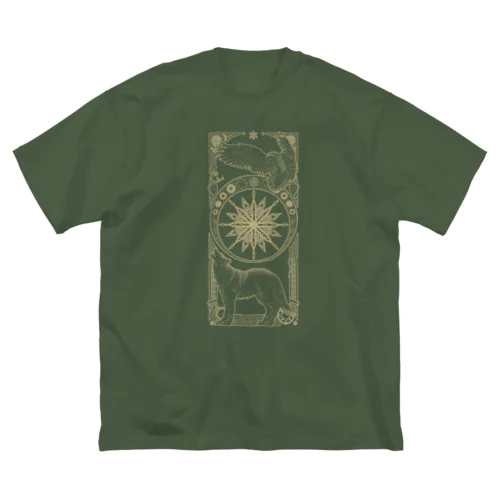 星月白夜の狼梟 ビッグシルエットTシャツ